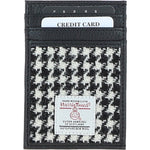 Ashwood Leather & Harris Tweed® Cloth Stylish Flat Card Holder Black/White: TW-52-12-BW
