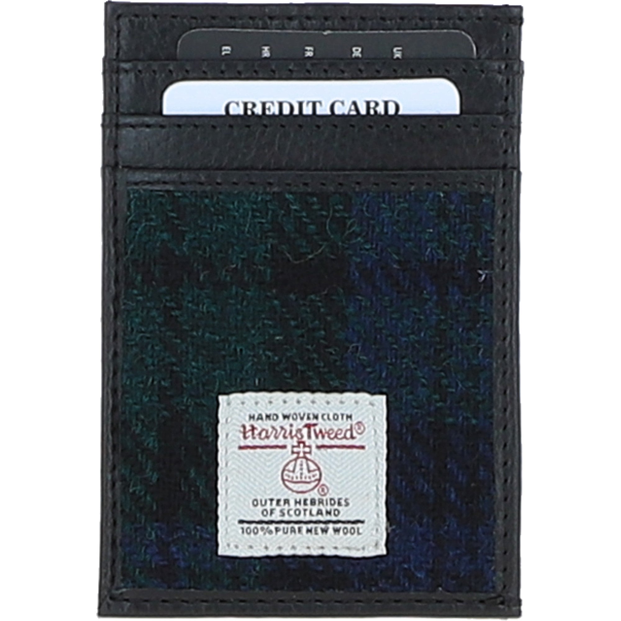 Ashwood Leather & Harris Tweed® Cloth Stylish Flat Card Holder Black/Watch: TW-52-03-BW