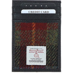 Ashwood Leather & Harris Tweed® Cloth Stylish Flat Card Holder Black/Green/Red: TW-52-07-BR