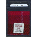 Ashwood Leather & Harris Tweed® Cloth Stylish Flat Card Holder Navy/Pink: TW-52-06-NP