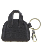 Ashwood Leather & Harris Tweed® Cloth Flat Miniature Handbag Keyring Brown/Green: TW-51-09-BG