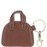 Ashwood Leather & Harris Tweed® Cloth Flat Miniature Handbag Keyring Tan/LT Blue: TW-51-05-TB