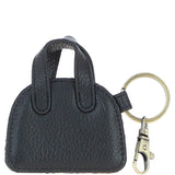 Ashwood Leather & Harris Tweed® Cloth Flat Miniature Handbag Keyring Brown/Green/Red: TW-51-07-BR