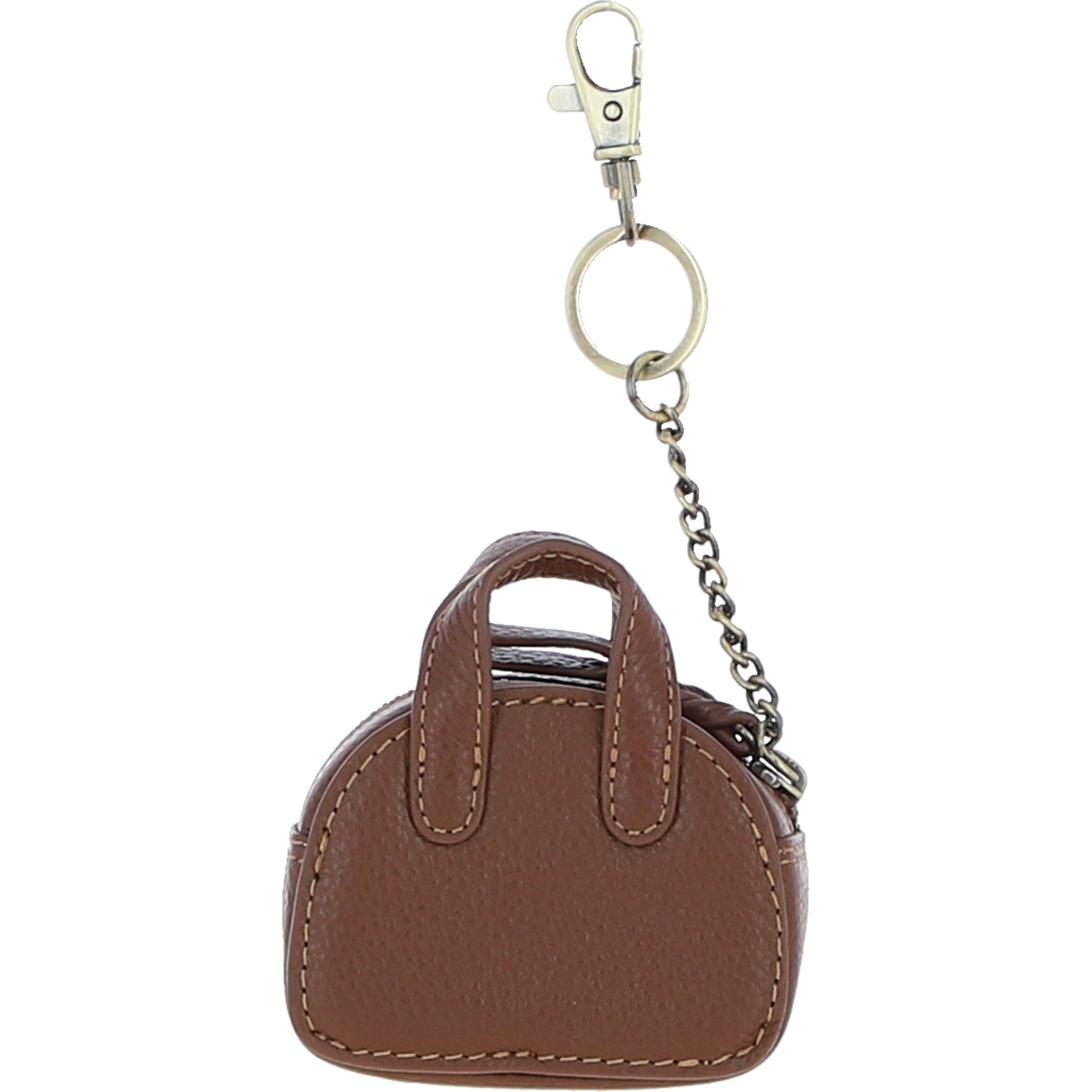Ashwood Leather & Harris Tweed® Cloth Micro Handbag Keychain Tan/Navy: TW-50-11-TN