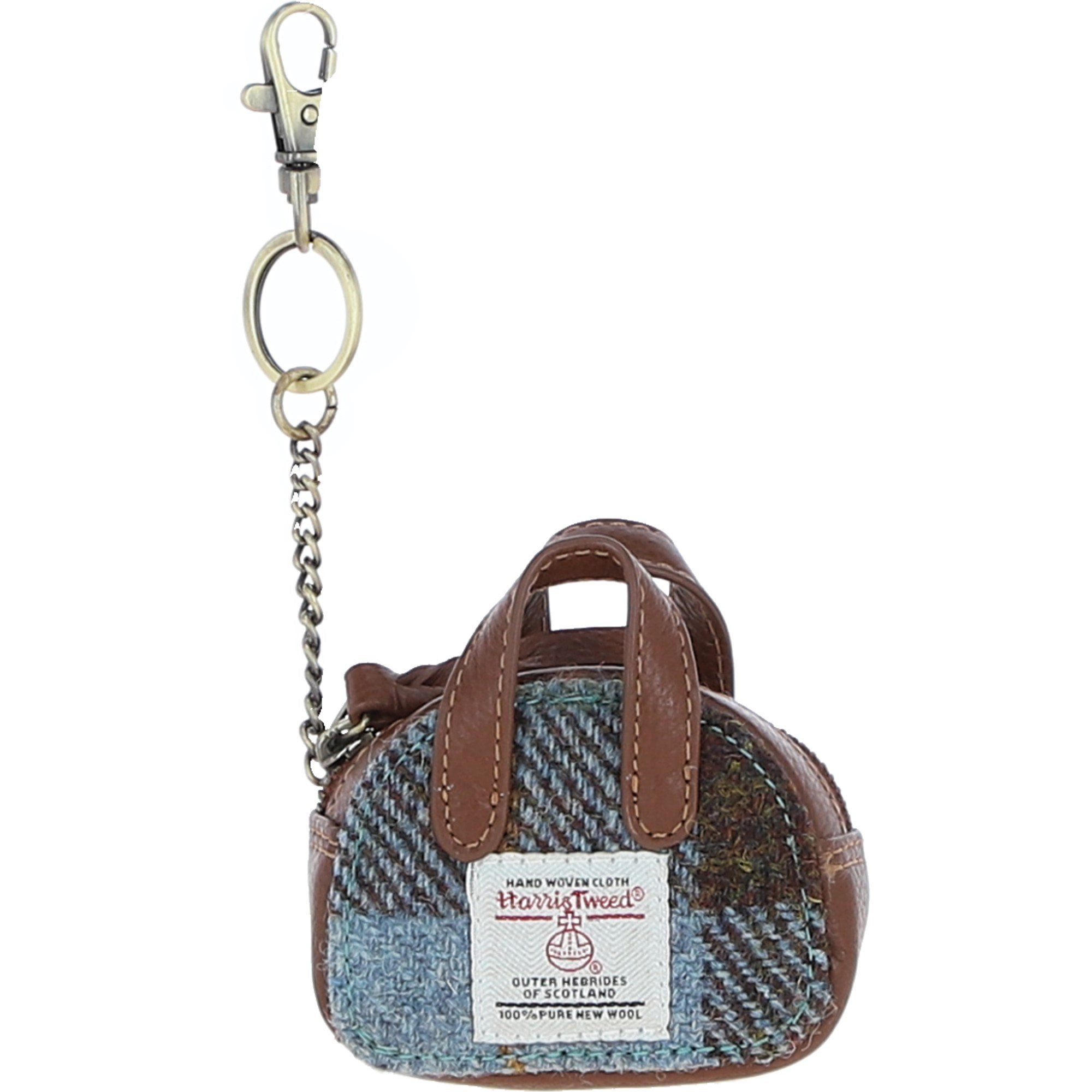 Ashwood Leather & Harris Tweed® Cloth Micro Handbag Keychain Tan/Mcload: TW-50-02-TM