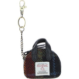 Ashwood Leather & Harris Tweed® Cloth Micro Handbag Keychain Black/Green/Red: TW-50-07-BR