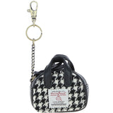 Ashwood Leather & Harris Tweed® Cloth Micro Handbag Keychain Black/White: TW-50-12-BW