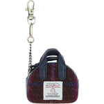 Ashwood Leather & Harris Tweed® Cloth Micro Handbag Keychain Navy/Pink: TW-50-06-NP