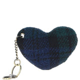 Authentic Harris Tweed® Cloth Heart-Shaped Keychain Made By Ashwood Leather Black/Watch: TW-53-03-BW