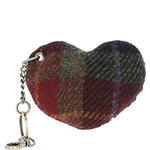 Authentic Harris Tweed® Cloth Heart-Shaped Keychain Made By Ashwood Leather Black/Green/Red: TW-53-07-BR