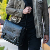 Mens Leather Laptop Messenger Bag Black/crum : 8343