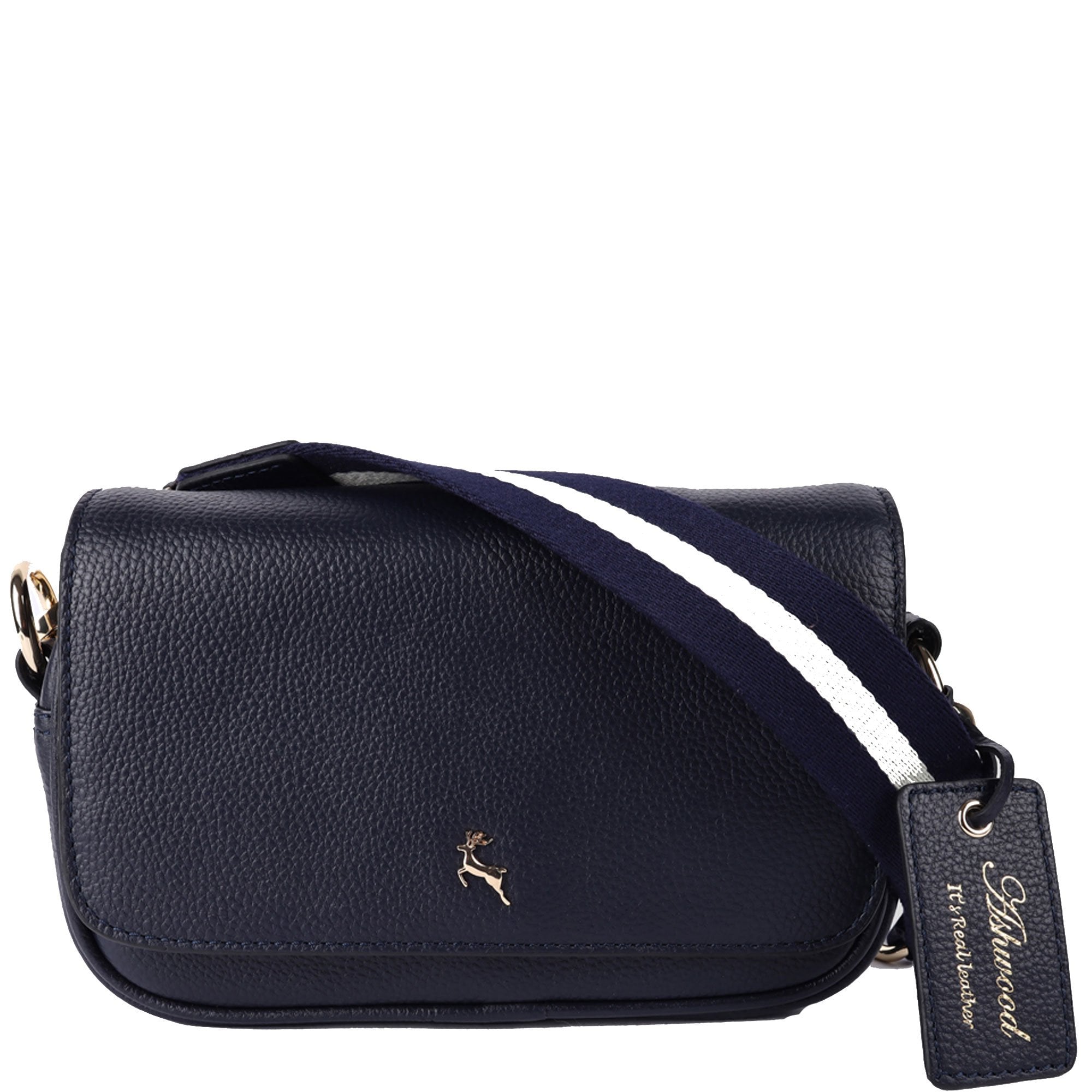 Ashwood Real Leather Flapover Crossbody Bag Cotswold Navy: 64295