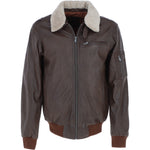 Ashwood Leather Men’s Shearling Collar Bomber Jacket Brown: Top Gun