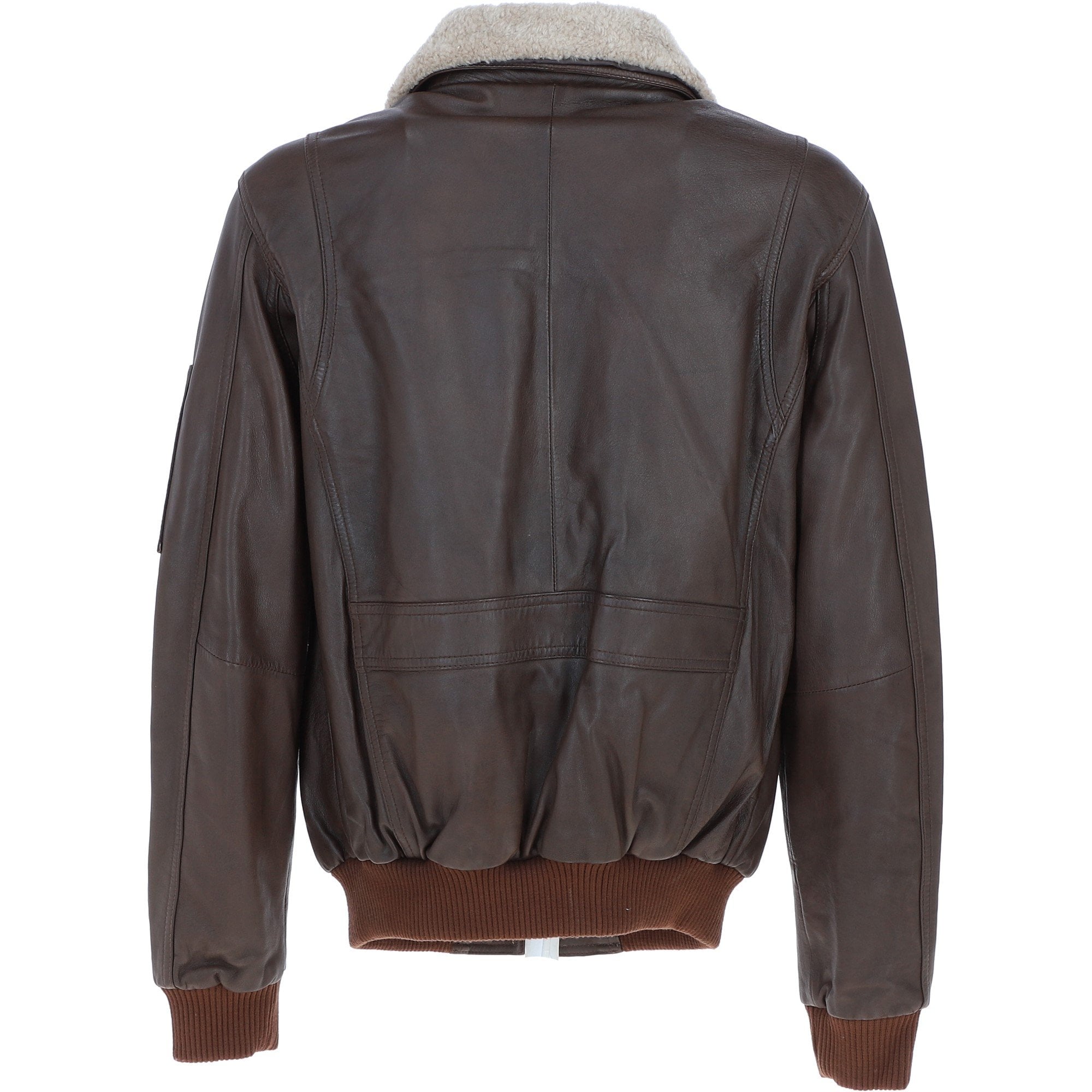 Ashwood Leather Men’s Shearling Collar Bomber Jacket Brown: Top Gun