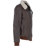 Ashwood Leather Men’s Shearling Collar Bomber Jacket Brown: Top Gun