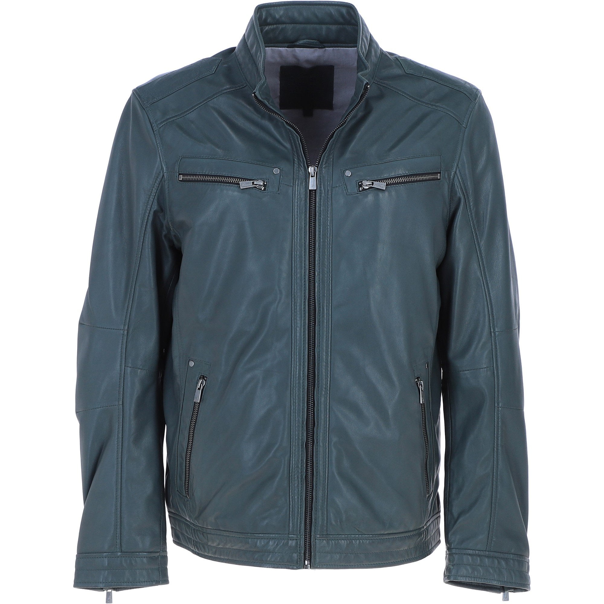 Ashwood Leather Men’s Multi-Zip Biker Jacket Charcoal Green: Ronai