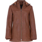 Ashwood Genuine Leather Coat with Detachable Hood Tan: AWL-709