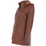 Ashwood Genuine Leather Coat with Detachable Hood Tan: AWL-709