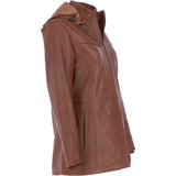 Ashwood Genuine Leather Coat with Detachable Hood Tan: AWL-709
