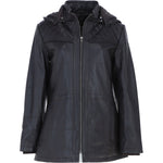 Ashwood Genuine Leather Coat with Detachable Hood Brown: AWL-709