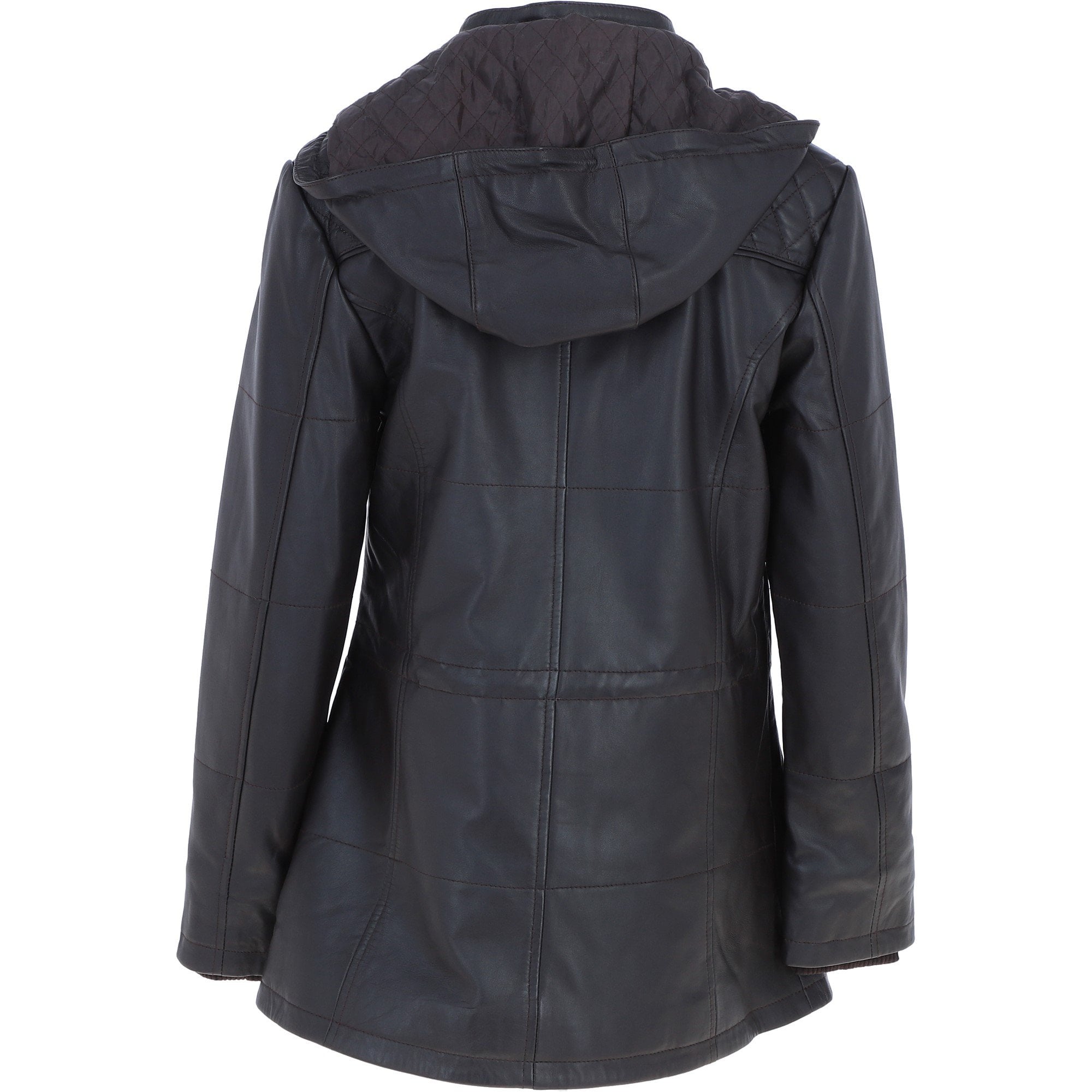 Ashwood Genuine Leather Coat with Detachable Hood Brown: AWL-709