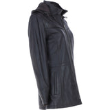 Ashwood Genuine Leather Coat with Detachable Hood Brown: AWL-709
