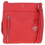 Exquisite Genuine Leather Crossbody Flat Bag with Golden Accents Coral: 64255