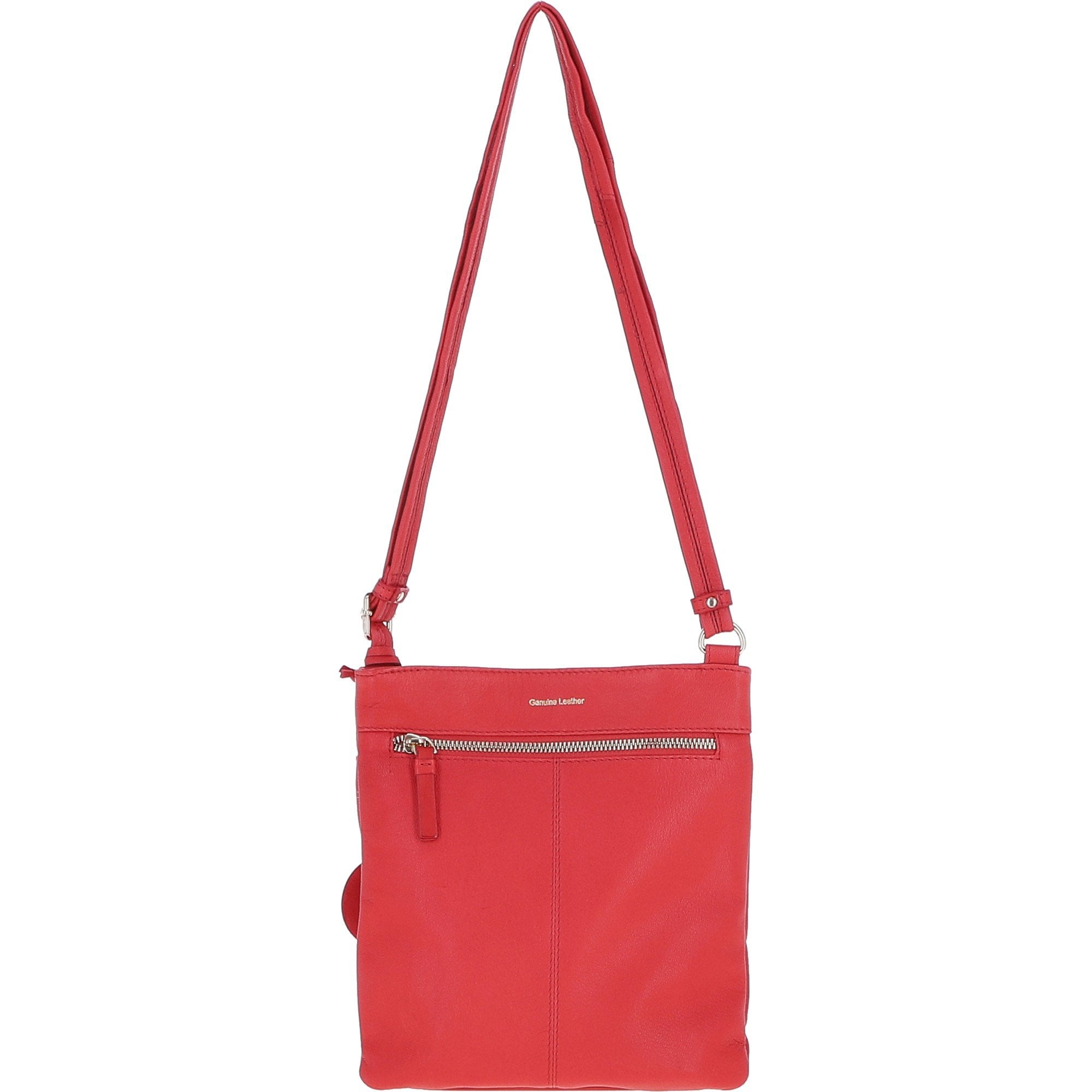 Exquisite Genuine Leather Crossbody Flat Bag with Golden Accents Coral: 64255