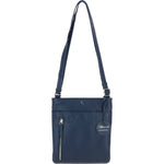 Exquisite Genuine Leather Crossbody Flat Bag with Golden Accents Navy: 64255