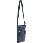Exquisite Genuine Leather Crossbody Flat Bag with Golden Accents Navy: 64255