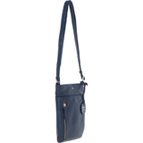 Exquisite Genuine Leather Crossbody Flat Bag with Golden Accents Navy: 64255