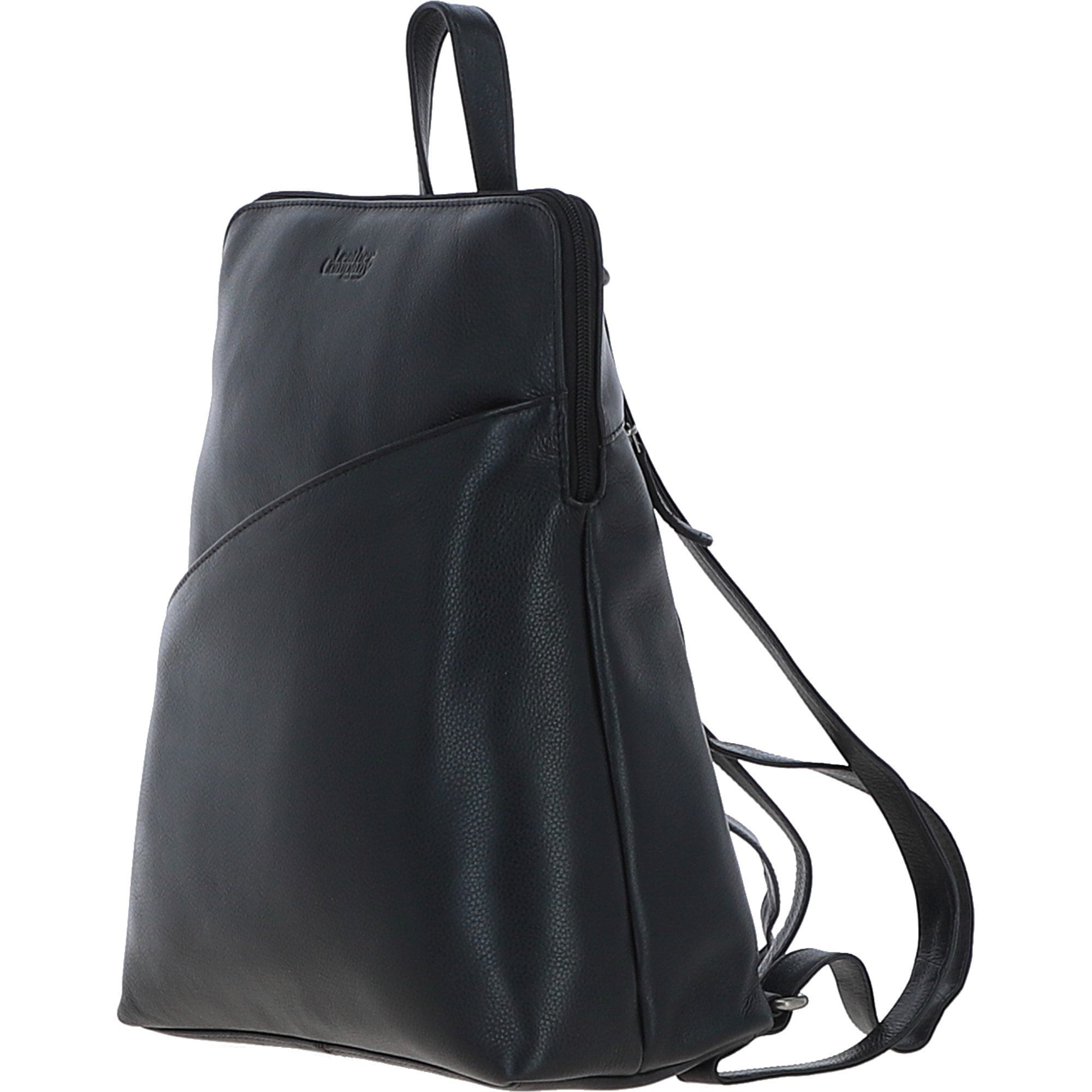 Real Leather Backpack with Multiple Pockets Black: BRUSSELS