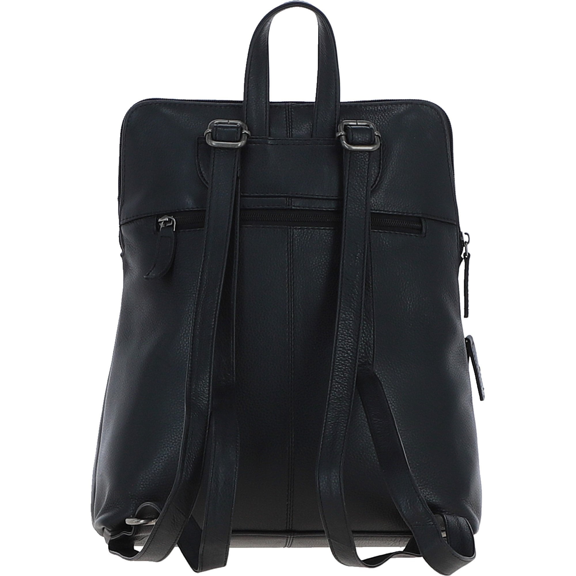 Real Leather Backpack with Multiple Pockets Black: BRUSSELS