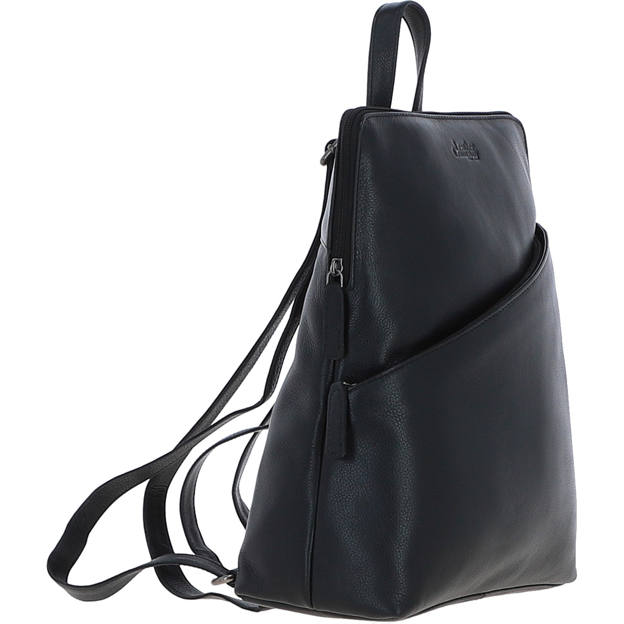 Real Leather Backpack with Multiple Pockets Black: BRUSSELS