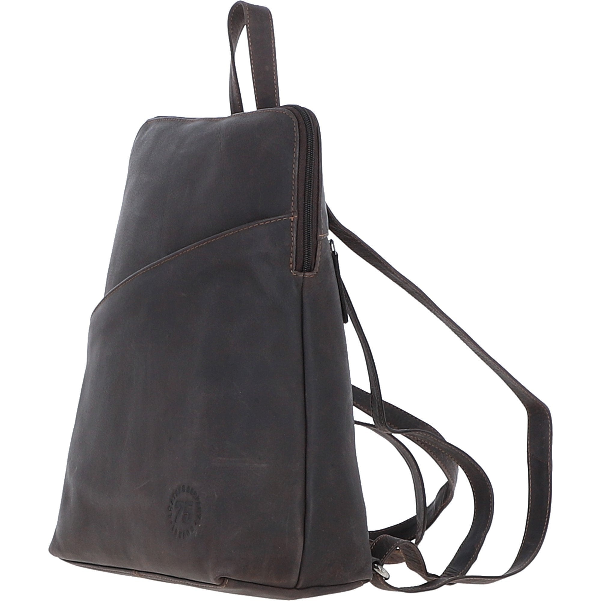 Real Leather Backpack with Multiple Pockets Brown: BRUSSELS