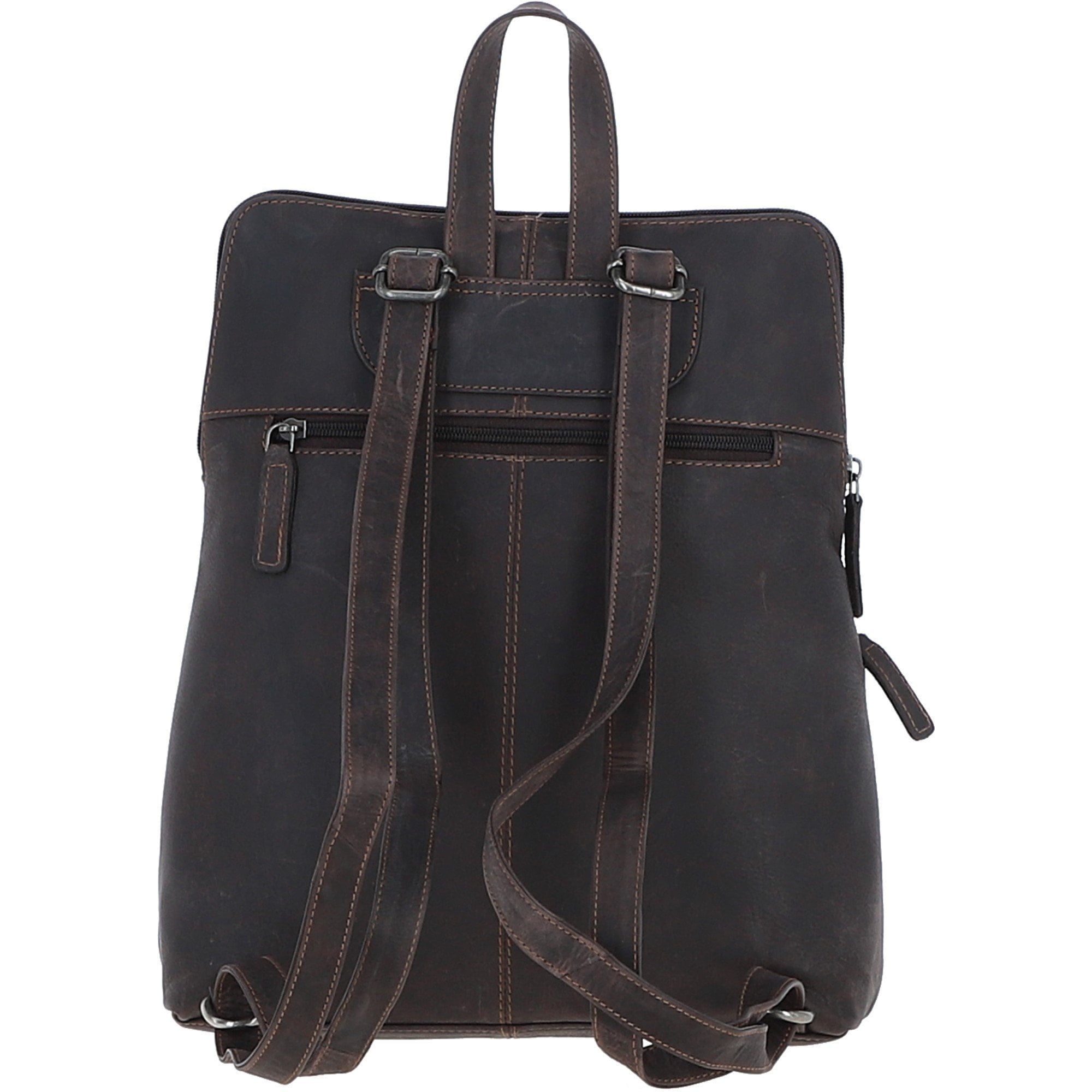 Real Leather Backpack with Multiple Pockets Brown: BRUSSELS