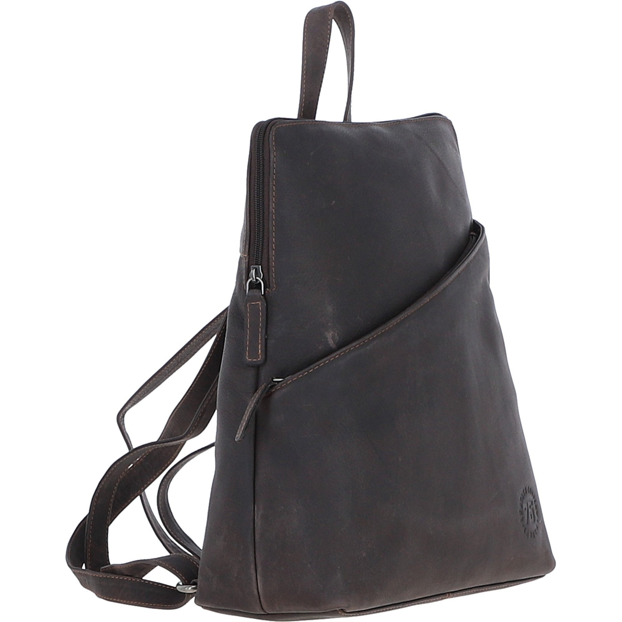 Real Leather Backpack with Multiple Pockets Brown: BRUSSELS