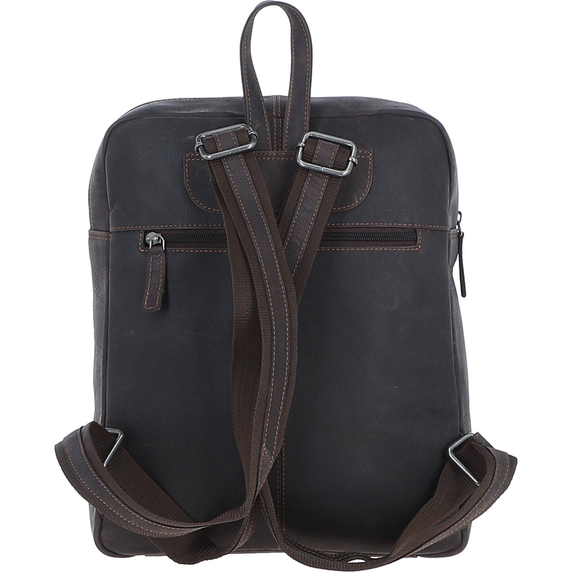 Real Leather Backpack with Multiple Pockets Brown: TOKYO