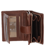Ashwood Leather and Tweed Three compartment wallet Tan/Green Check: TW-12-010-TGNH