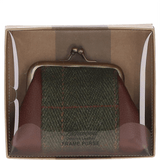 Ashwood Leather & Tweed Classic kiss-lock Purse Tan/Green Check: TW-13-010-TGNH