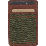 Ashwood Leather & Tweed Card Holder Tan/Green Check: TW-15-010-TGNH