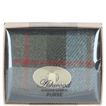 Elegant Ashwood Leather & Harris Tweed® Cloth Trifold Twist-Lock Purse Brown/Mcload: TW-10-01-BM