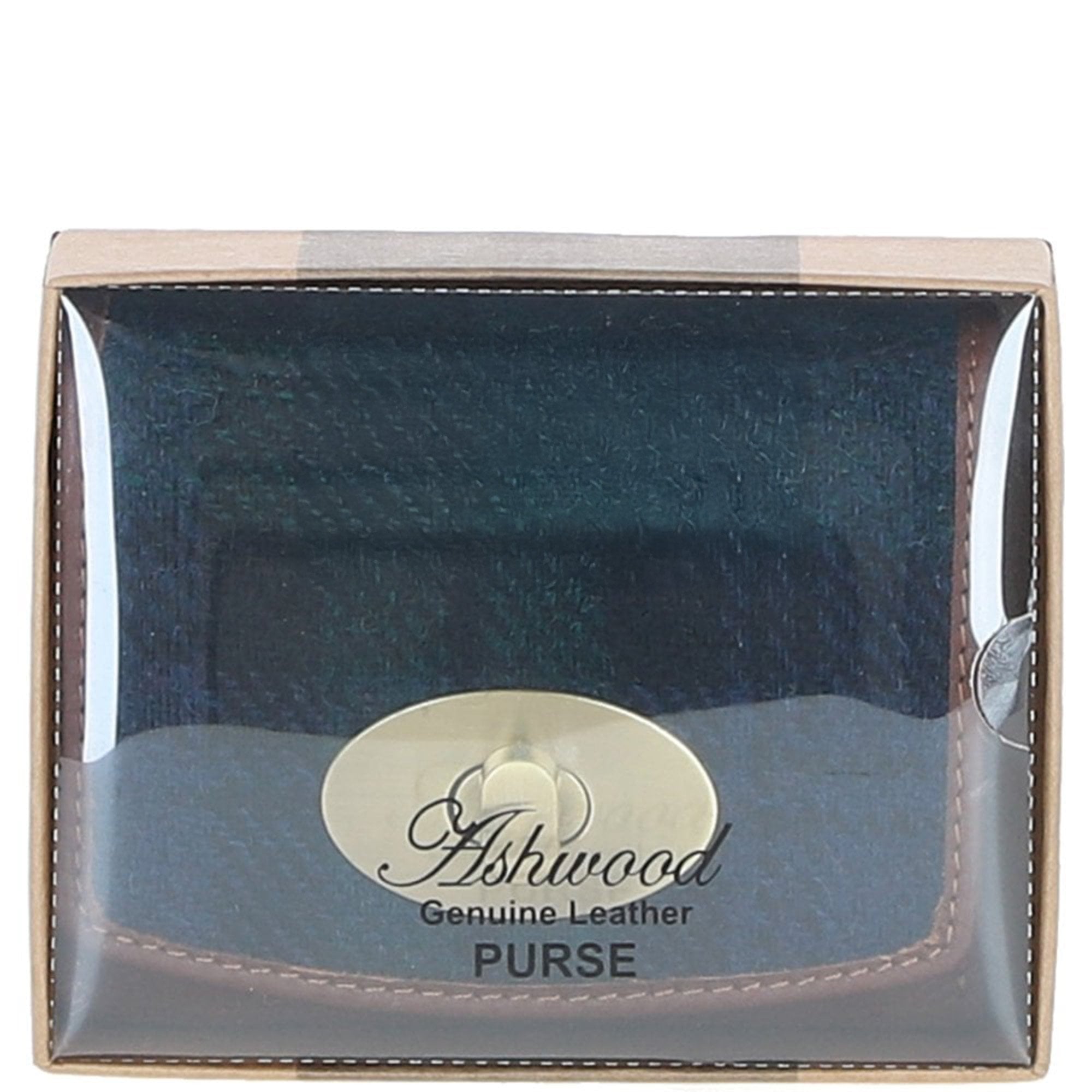 Elegant Ashwood Leather & Harris Tweed® Cloth Trifold Twist-Lock Purse Tan/Watch: TW-10-04-TW