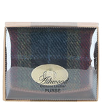 Elegant Ashwood Leather & Harris Tweed® Cloth Trifold Twist-Lock Purse Tan/Green/Red: TW-10-08-TR