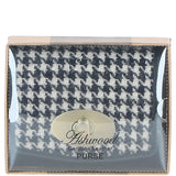Elegant Ashwood Leather & Harris Tweed® Cloth Trifold Twist-Lock Purse Black/White: TW-10-12-BW