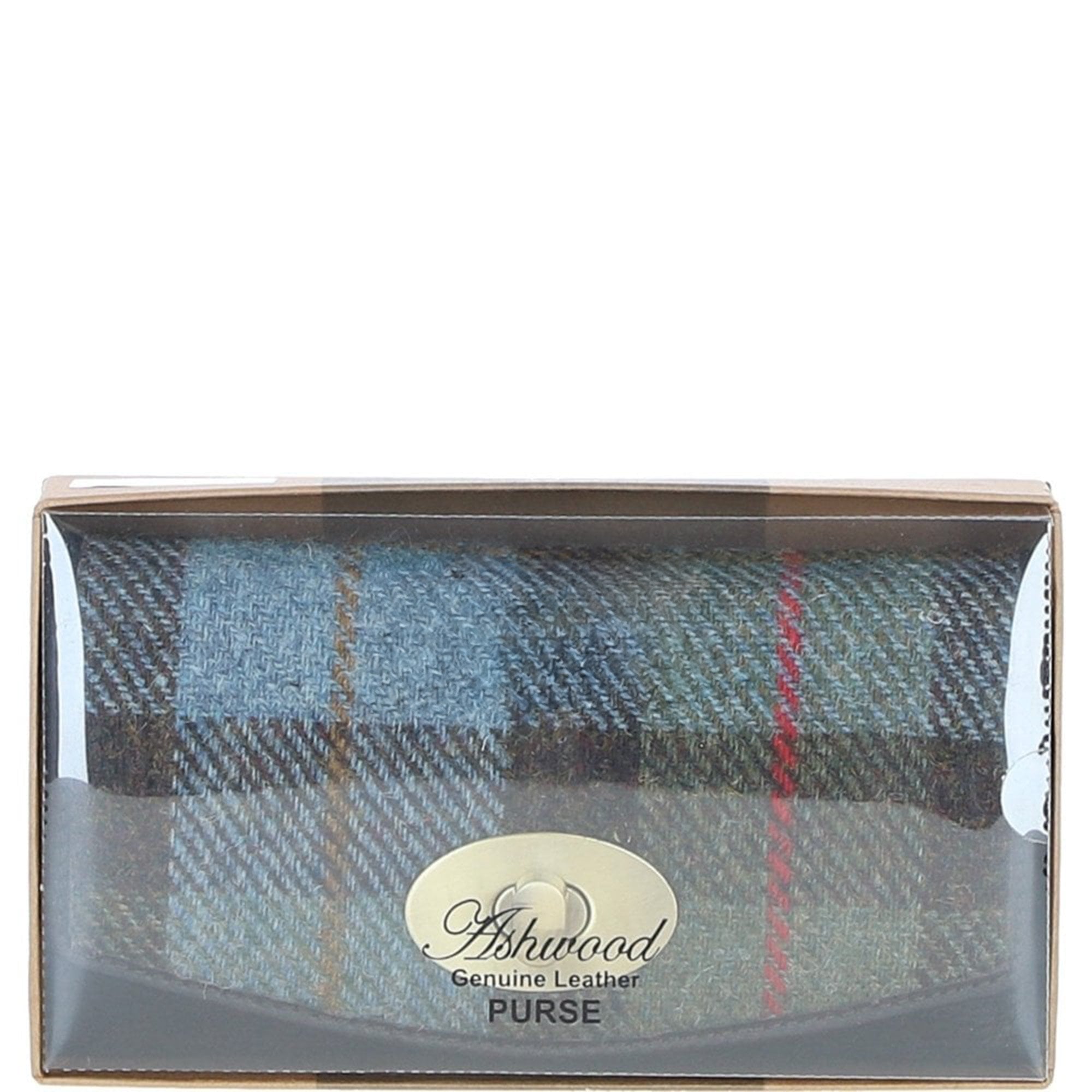 Exquisite Ashwood Leather & Harris Tweed® Cloth Twist-Lock Purse Brown/Mcload: TW-11-01-BM