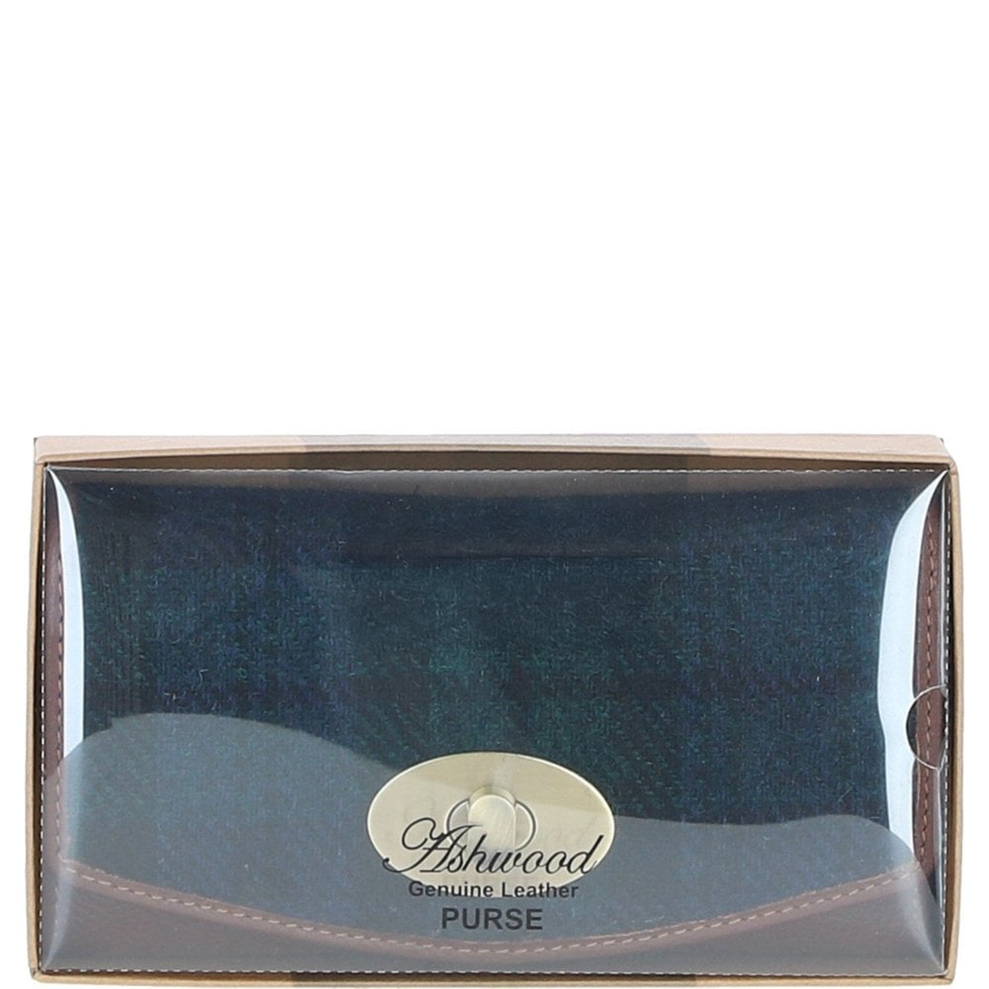 Exquisite Ashwood Leather & Harris Tweed® Cloth Twist-Lock Purse Tan/Watch: TW-11-04-TW