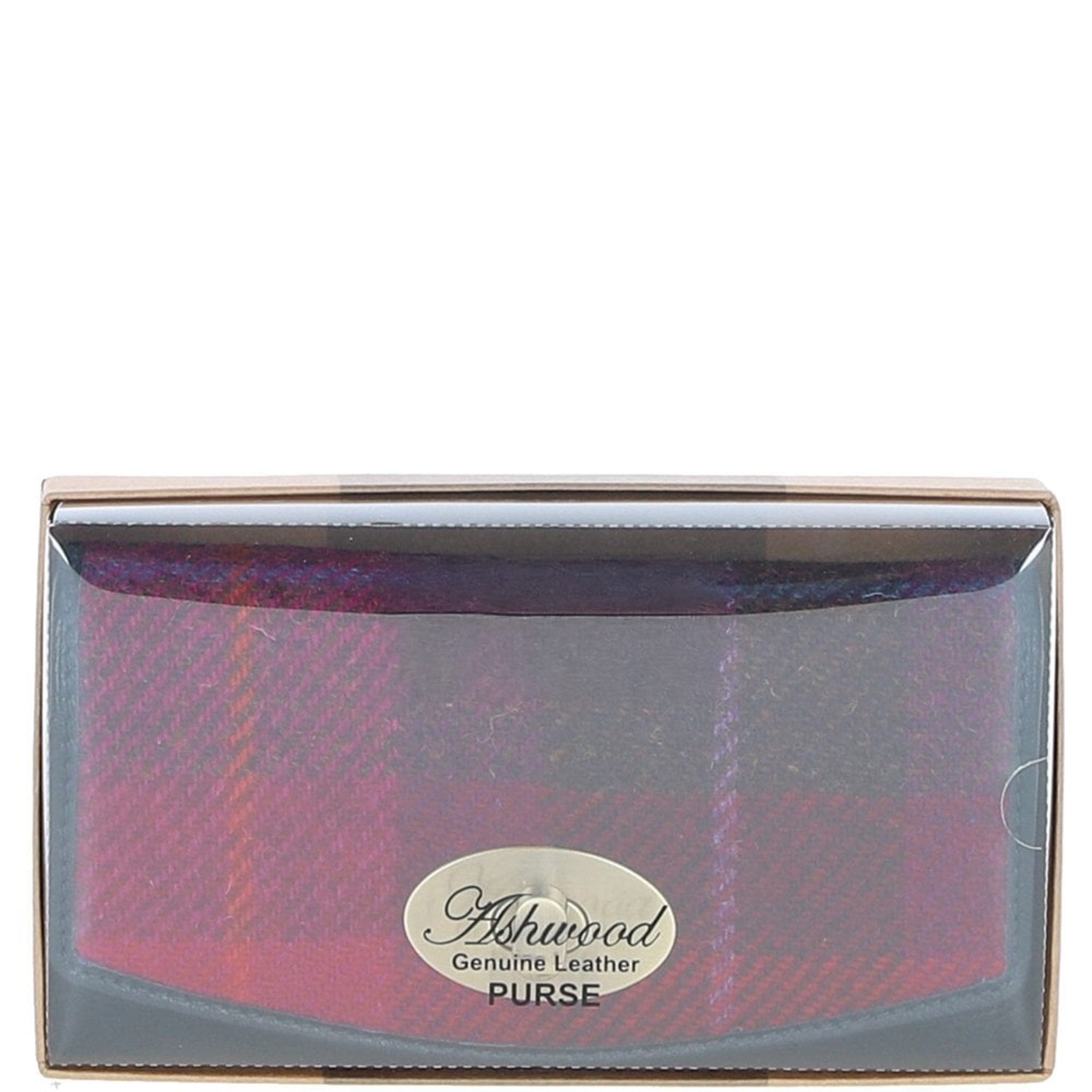 Exquisite Ashwood Leather & Harris Tweed® Cloth Twist-Lock Purse Navy/Pink: TW-11-06-NP