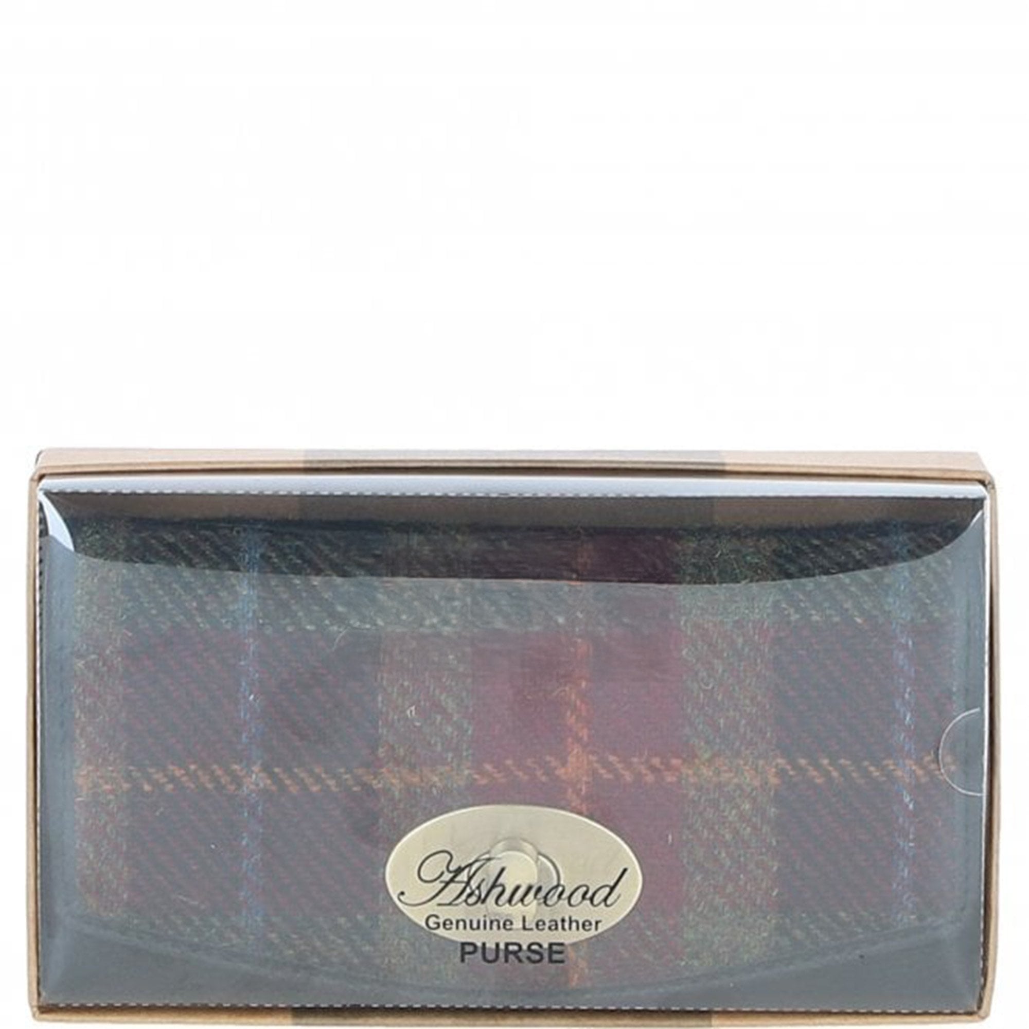 Exquisite Ashwood Leather & Harris Tweed® Cloth Twist-Lock Purse Black/Green/Red: TW-11-07-BR