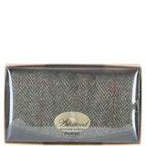 Exquisite Ashwood Leather & Harris Tweed® Cloth Twist-Lock Purse Brown/Green: TW-11-09-BG